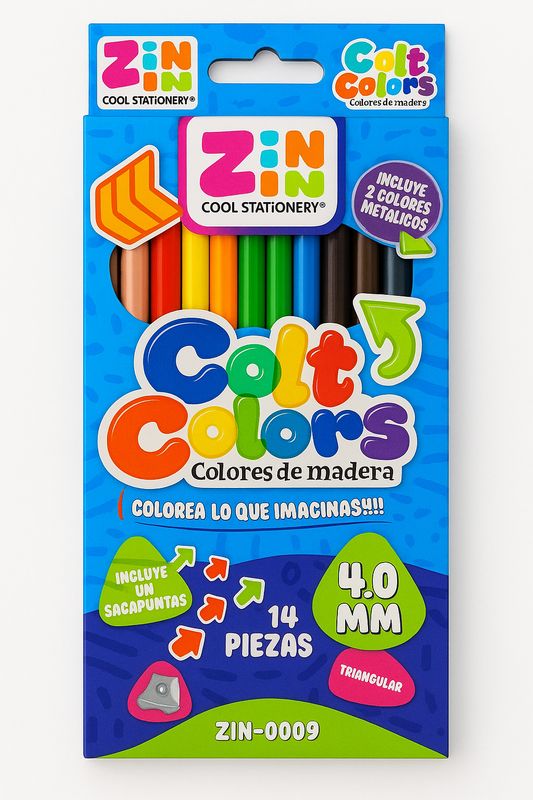 colores c/14 pzas ZIN ZIN con sacapuntas