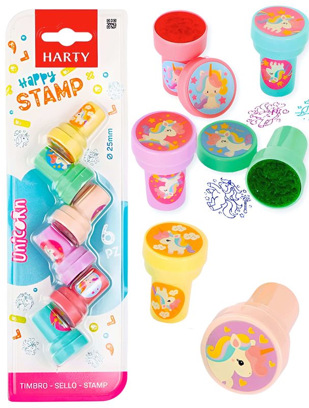 Sellos Infantiles HARTY 6 pzas unicornio