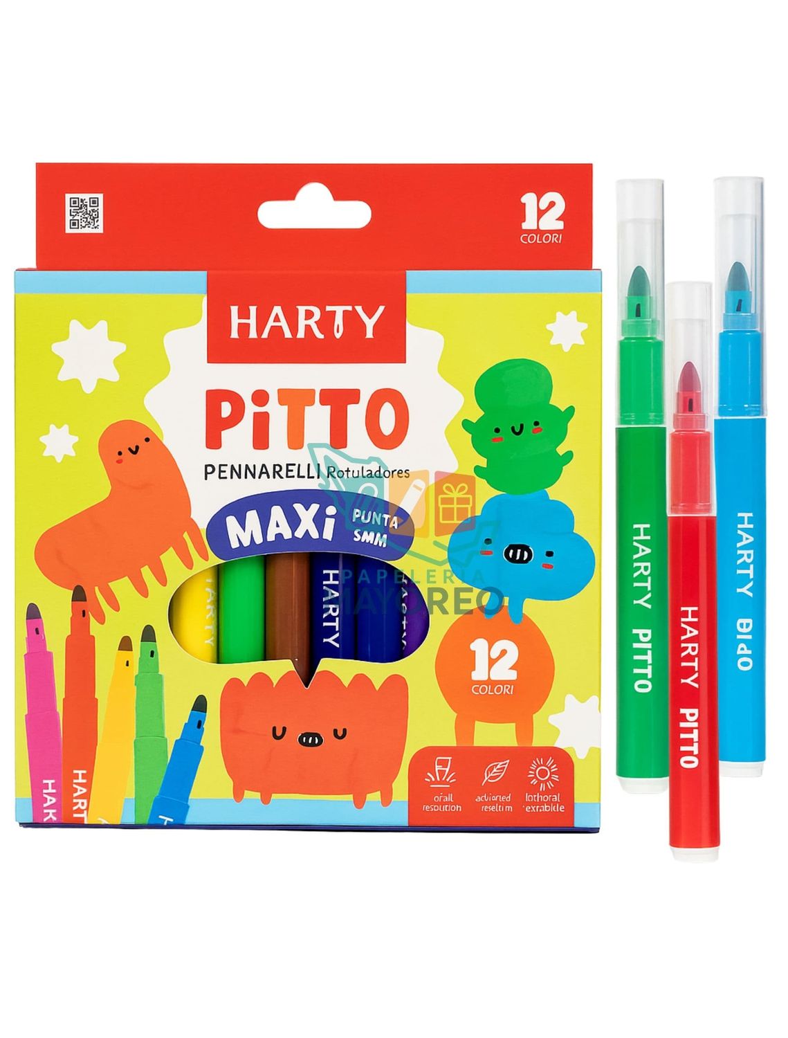 Plumones gruesos HARTY – Estuche con 12 Colores