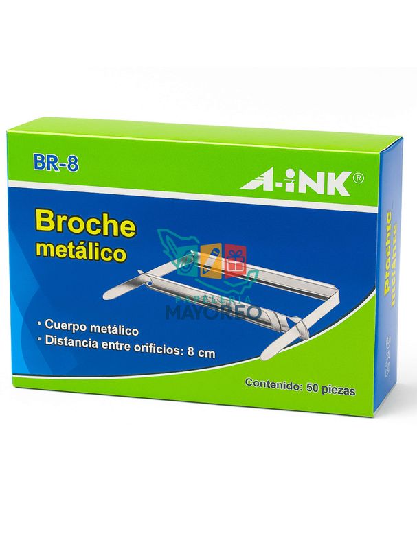 Broche Metálico A-INK BR-8 – Caja con 50 piezas