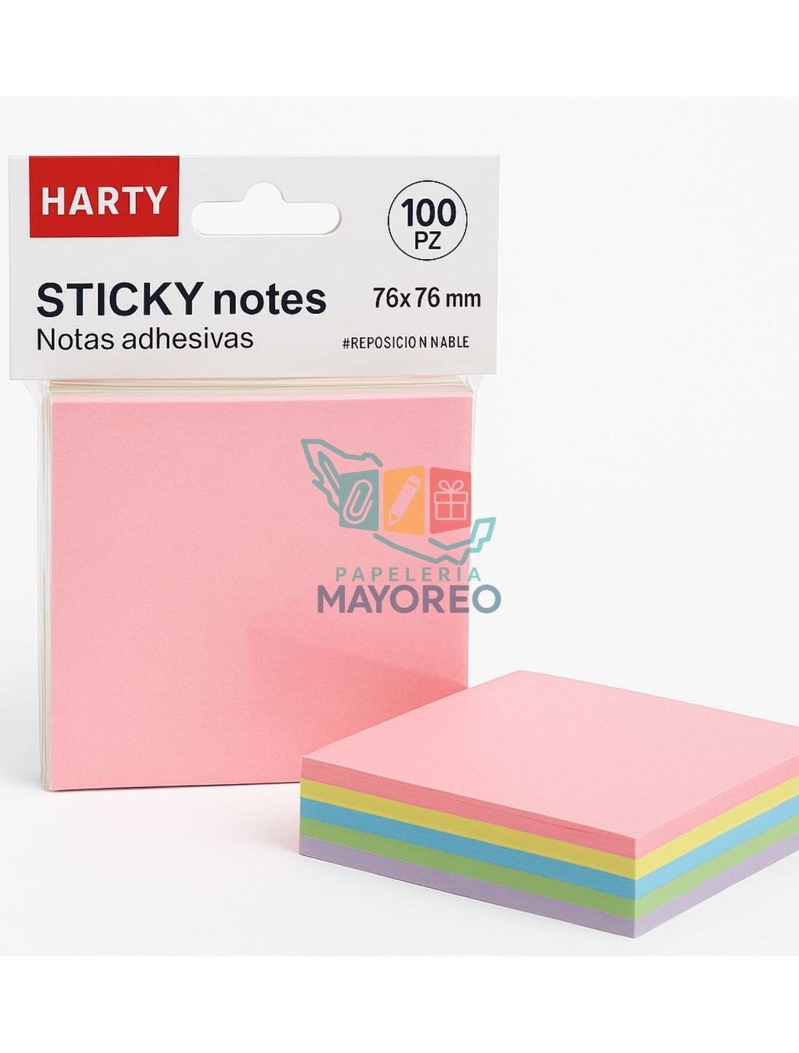 Nota Adhesiva HARTY 76x76 Cuadrada Colores pastel