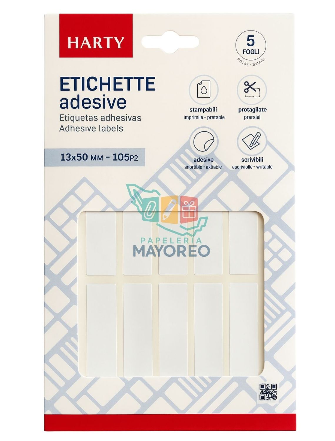 Etiquetas Adhesivas 13x50mm -paq. c/ 5 hojas