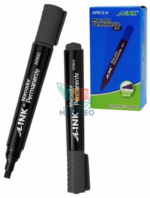 Permanente C/12 piezas – Punta Cincel(gruesa) Negro Permanente C/12 piezas – Punta Cincel(gruesa) Negro