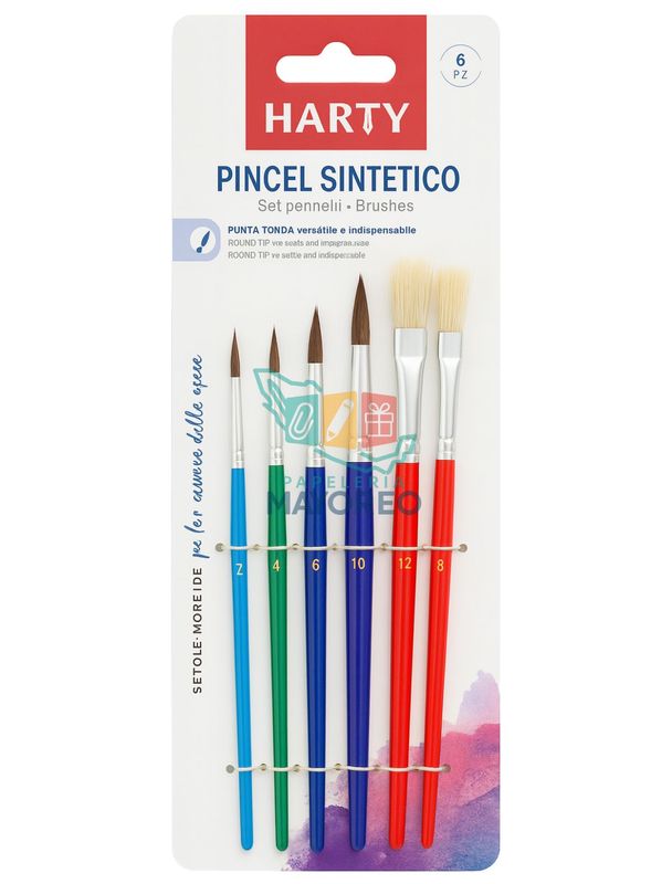 Pinceles Harty con 6 piezas 2 al 12 17-20 cm