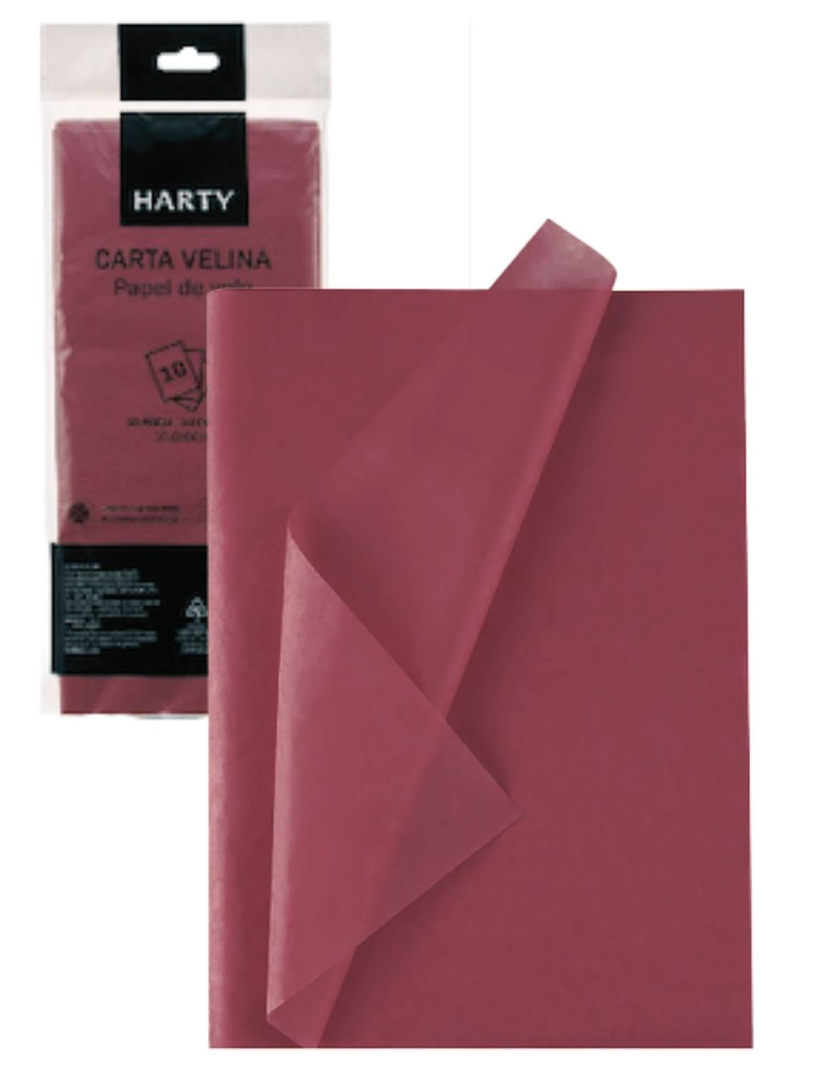 Papel china rojo vino c/10 HARTY