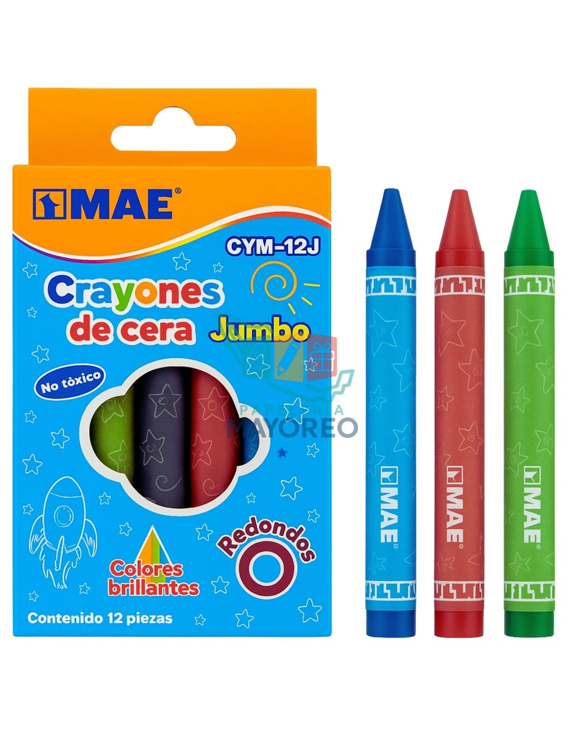 Crayones C/12 Jumbo redondos de cera MAE