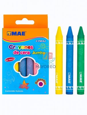 Crayones C/6 Jumbo redondos de cera MAE