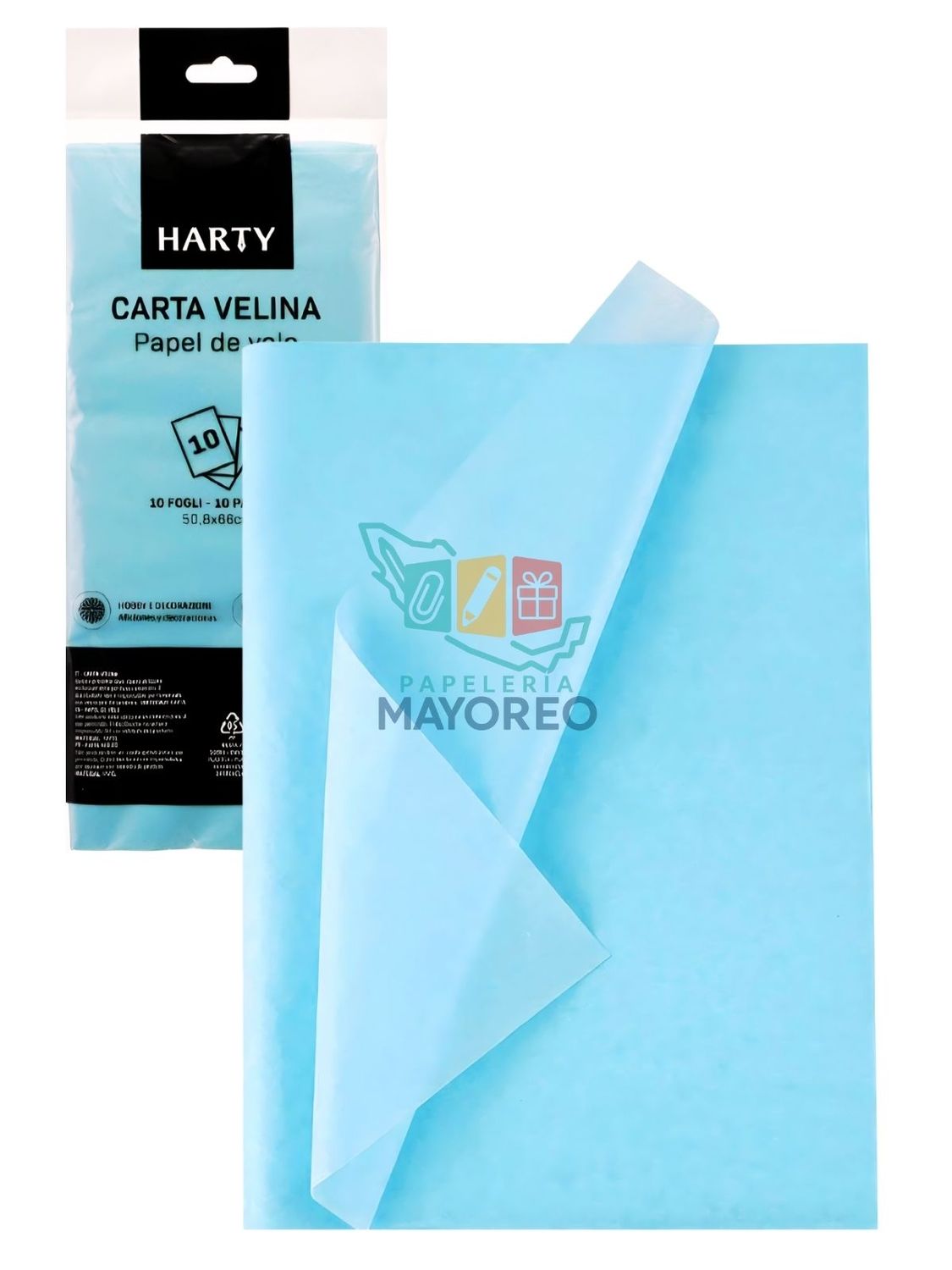 Papel china azul pastel c/10 HARTY