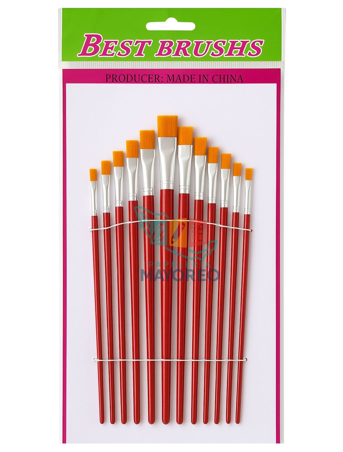 Pincel cuerpo rojo C/12