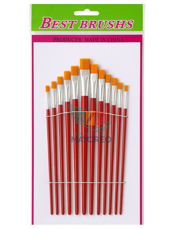 Pincel cuerpo rojo C/12