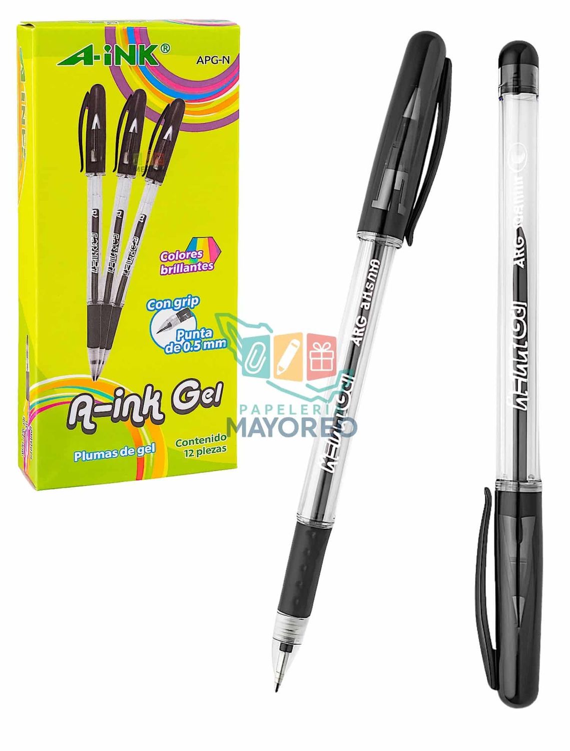 304904 Boligrafo gel negro AINK 6PZAS