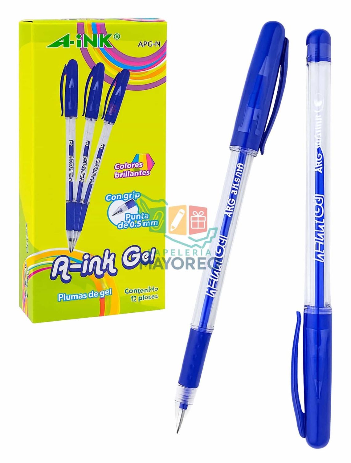 304911 Boligrafo gel azul AINK 6PZAS