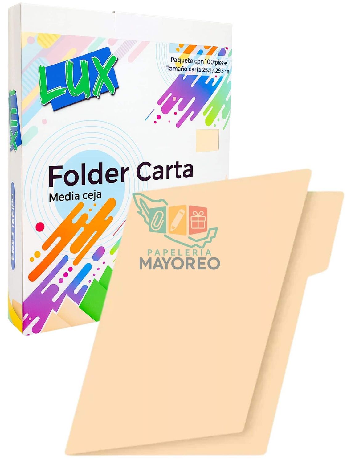 Folder Carta Paq 100 piezas – Color Crema
