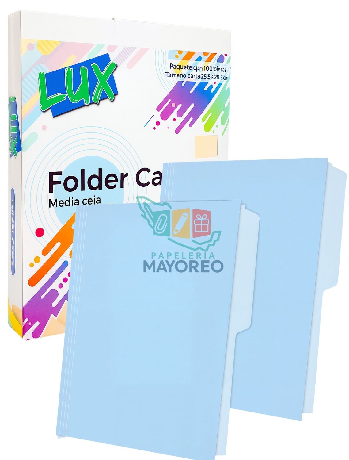 Folder Carta Paq 100 piezas – Color Azul