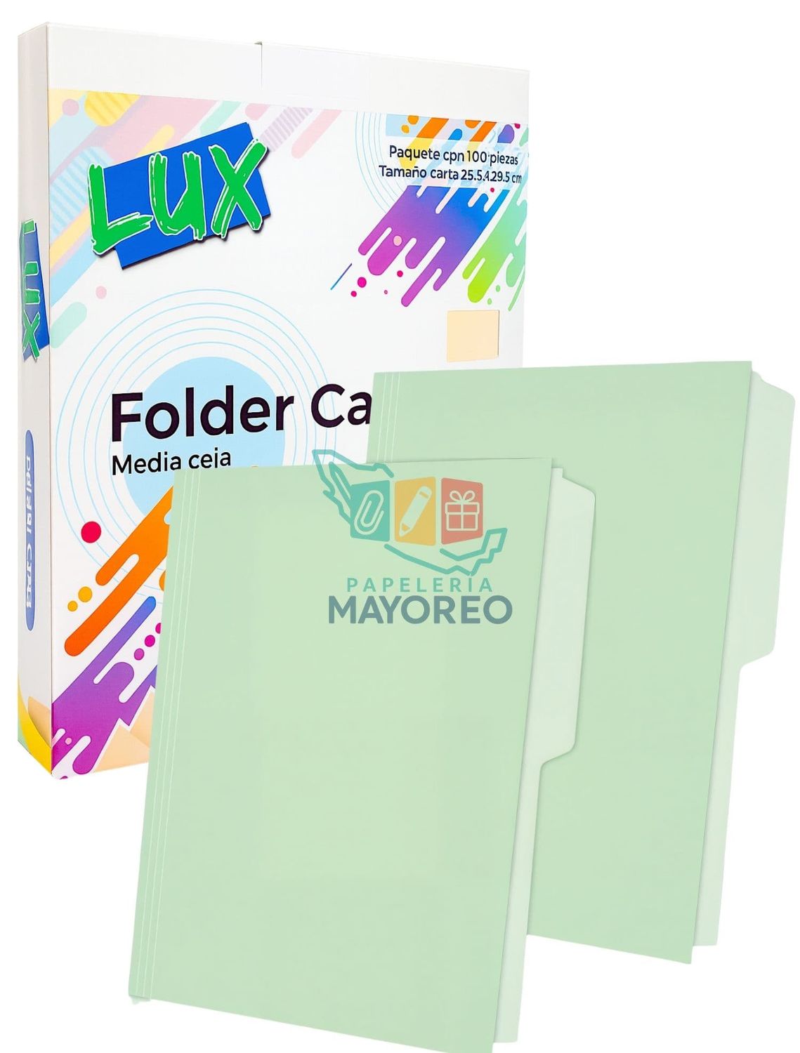 Folder Carta Paq 100 piezas – Color verde
