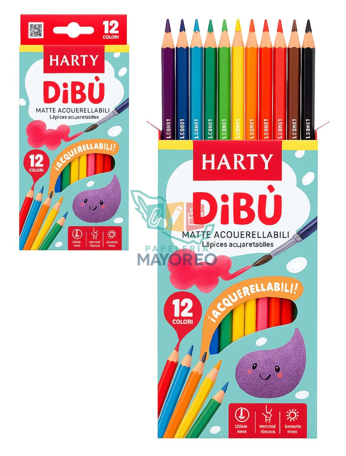 Lápices Acuarelables HARTY DiBÙ 12 Colores