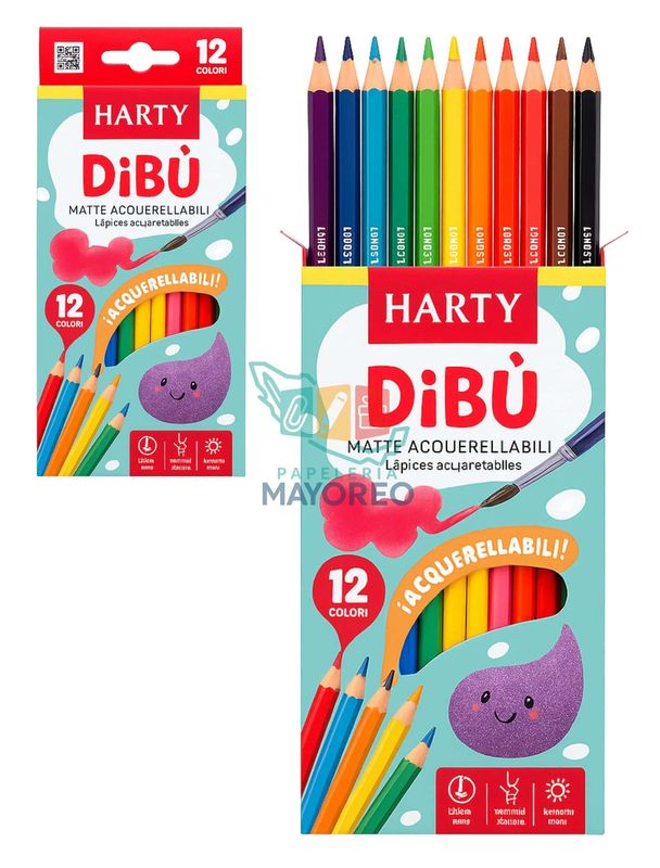 Lápices Acuarelables HARTY DiBÙ 12 Colores