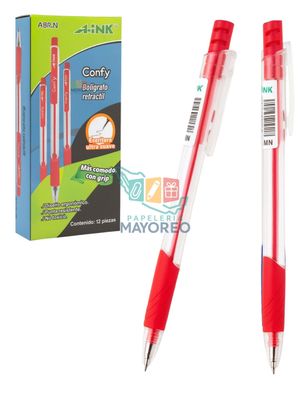 Bolígrafo Retráctil c/12 A-INK rojo