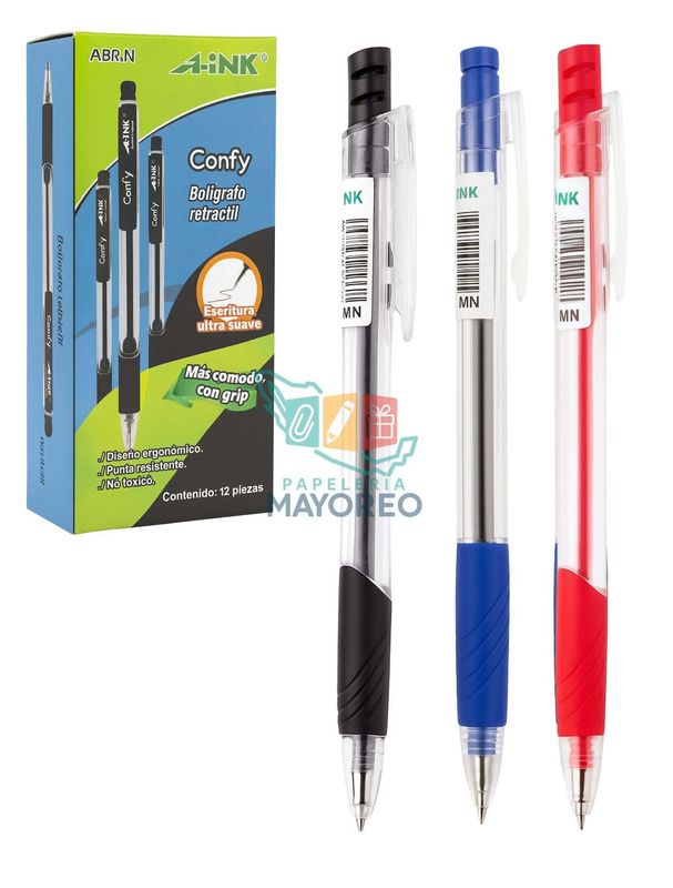 Bolígrafo Retráctil c/12 A-INK Surtido