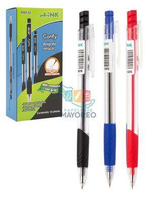 Bolígrafo Retráctil c/12 A-INK Surtido
