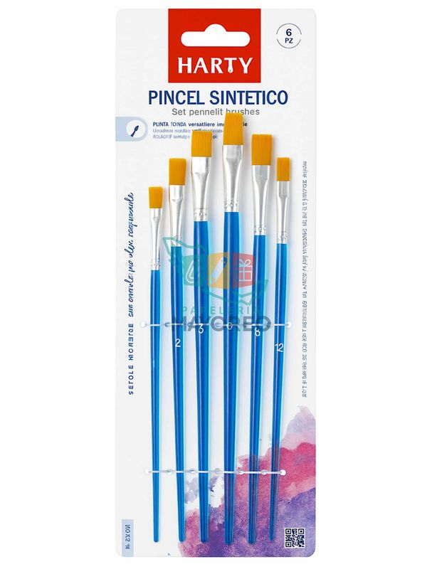 Set de Pinceles Sintéticos HARTY 6 Pzas