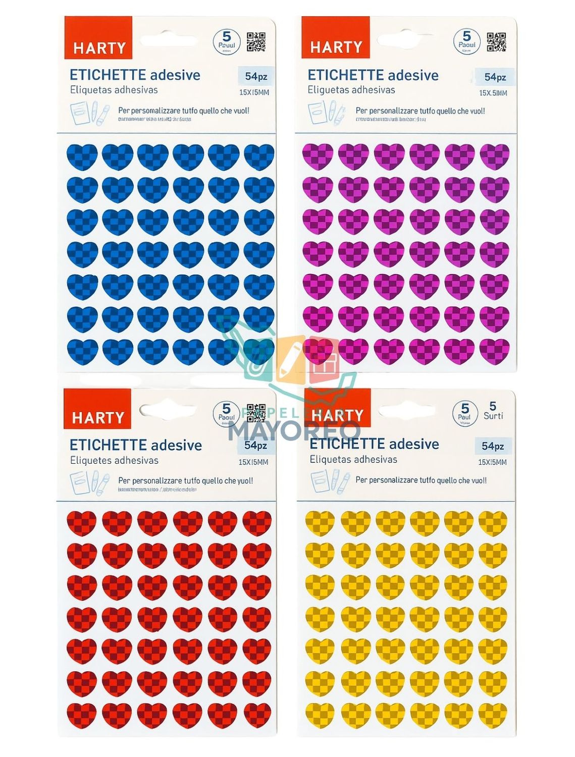 Stickers Surtido Paq.con 6 piezas Corazones
