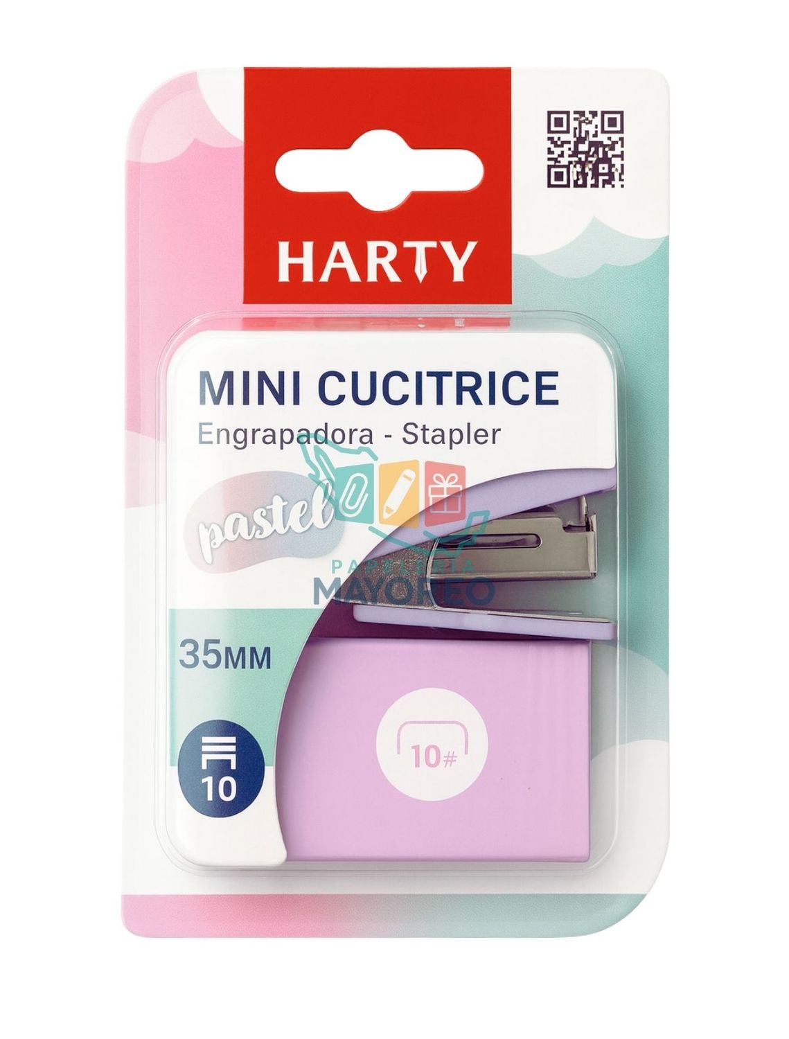 Engrapadora baby con grapas color pastel Harty