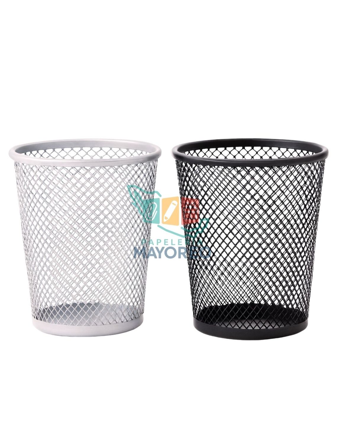 Porta Lápices Metálico de Malla – Colores Negro y Plateado