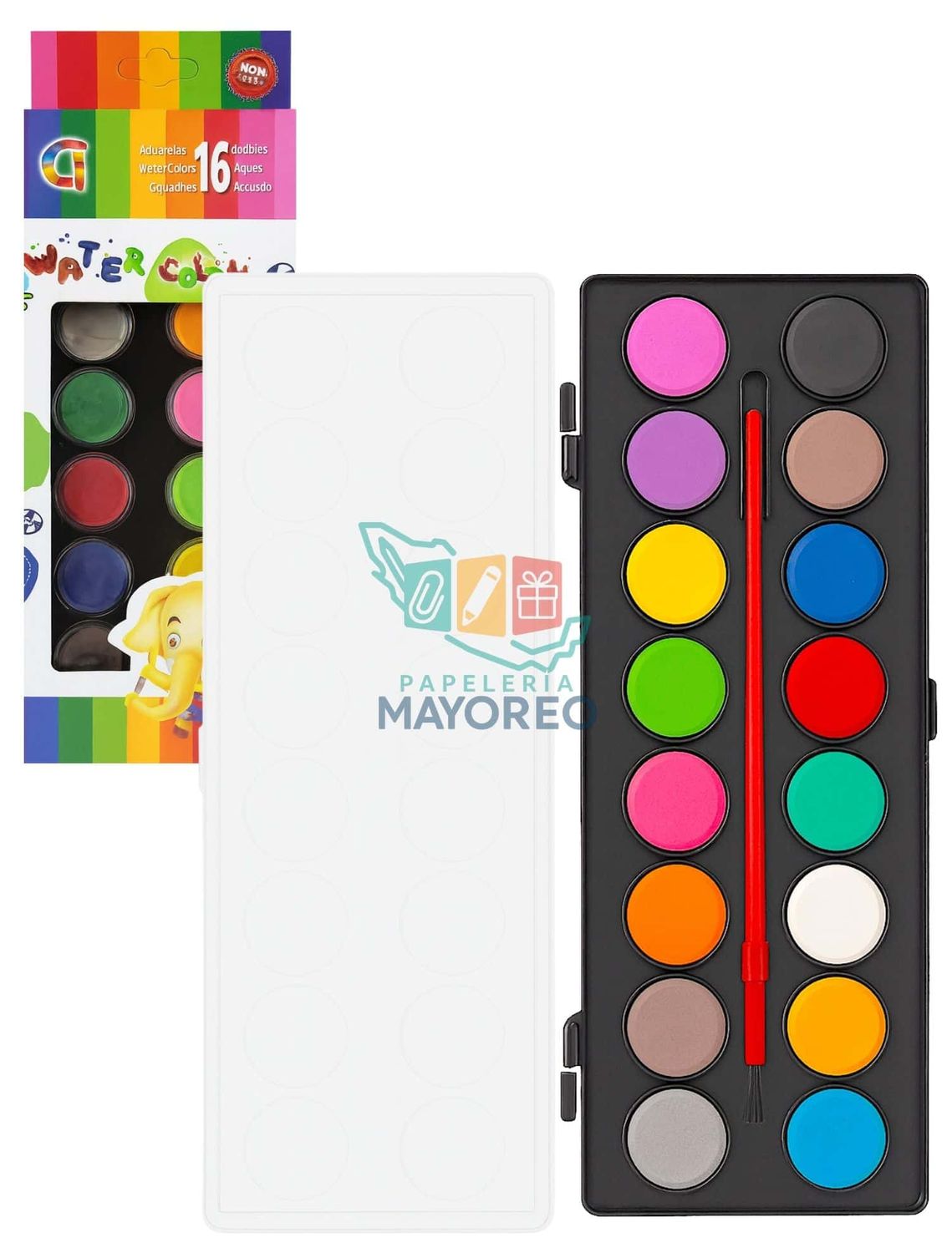 Acuarela en estuche con 16 colores 