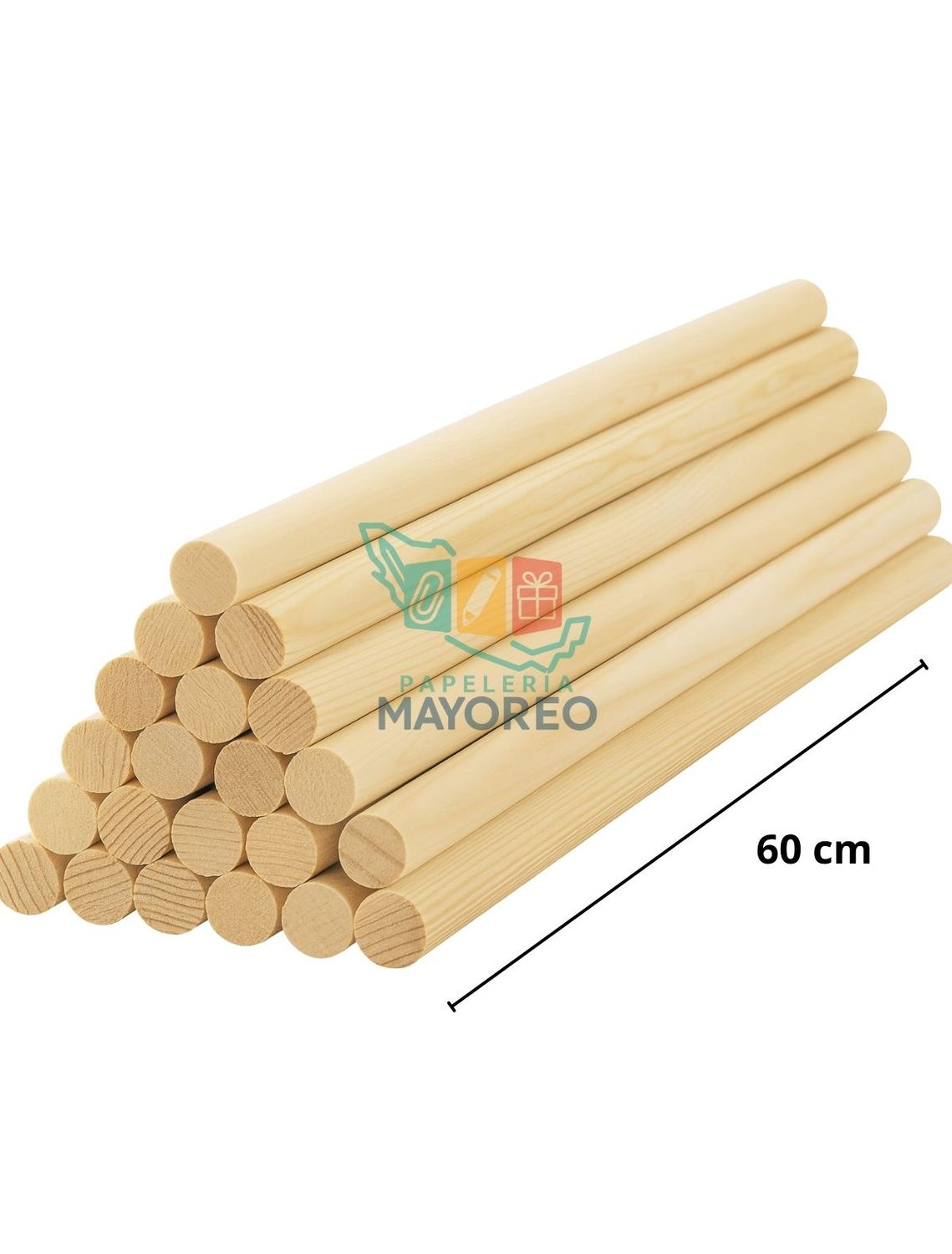 Palo de madera redondo bolsa con 1kg No. 60 cm