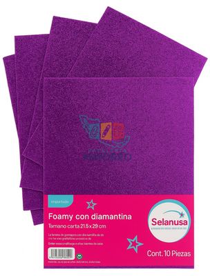 Foamy diamantado carta c/10 pzas morado #110