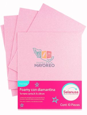 Foamy c/10 carta adiamantado rosa claro #224