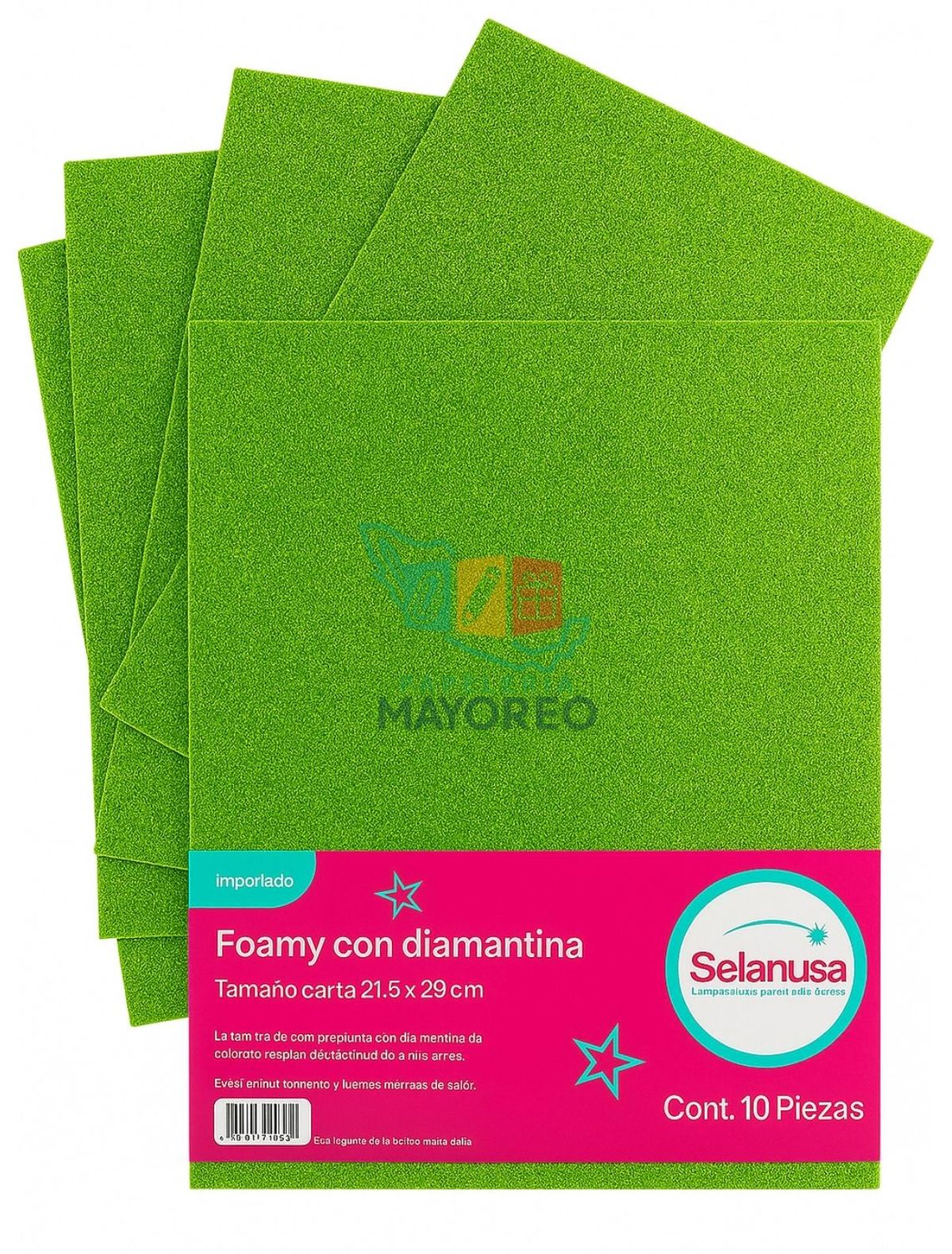 Foamy carta c/10 verde limon diamantado #108