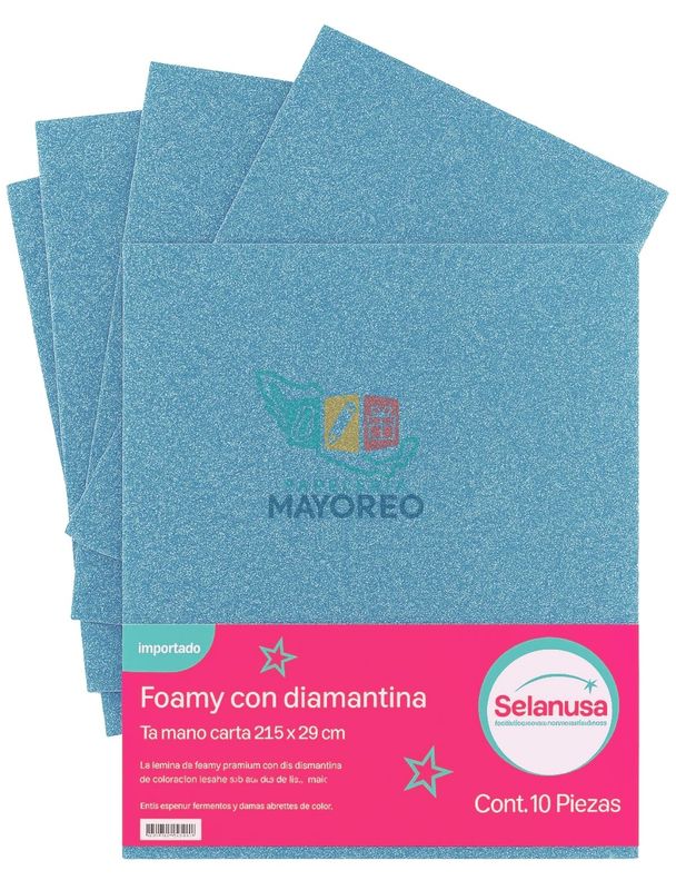 Foamy c/10 carta adiamantado azul cielo  #107