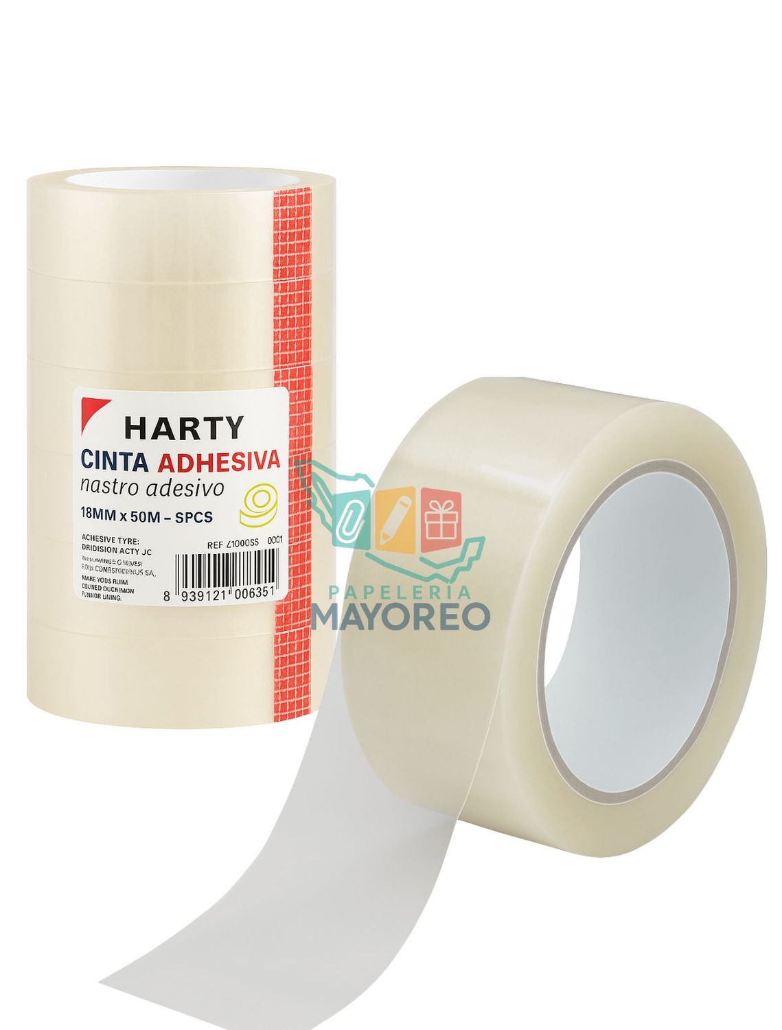 Cinta adhesiva Harty  con 5 piezas 18mm x 50m