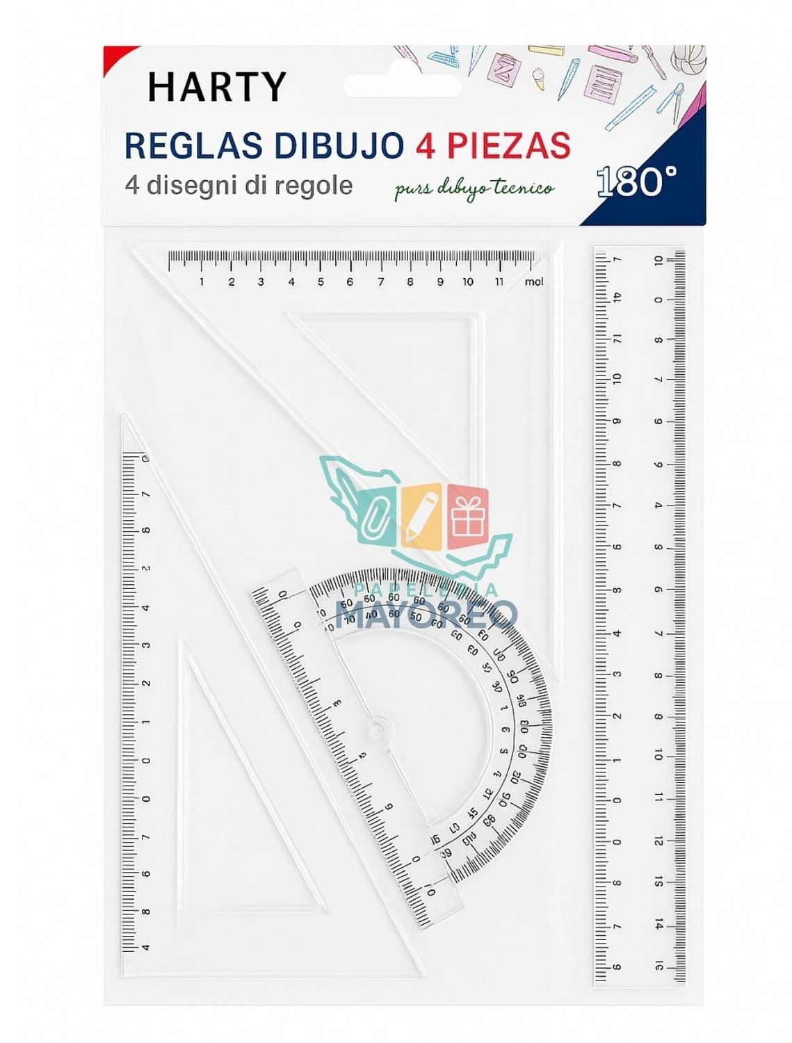Juego de geometría HARTY 20 cm - set de 4 piezas