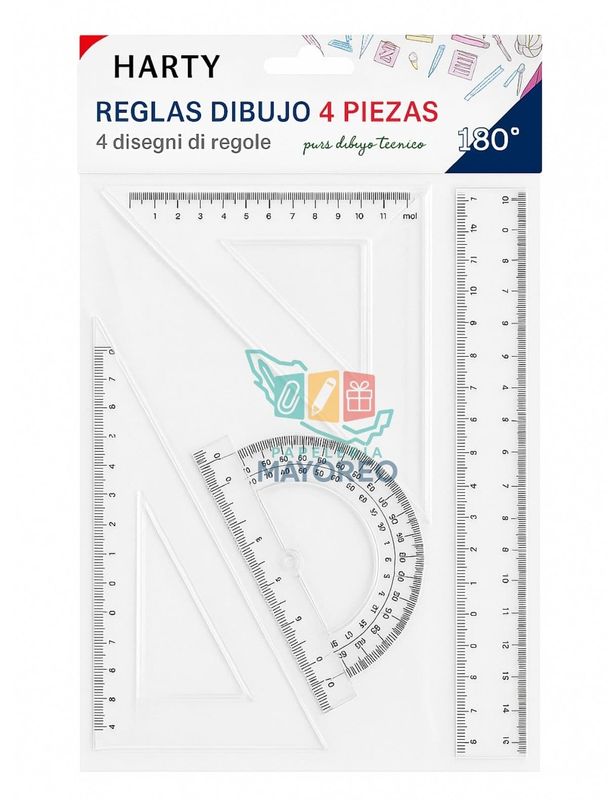 Juego de geometría HARTY 20 cm - set de 4 piezas
