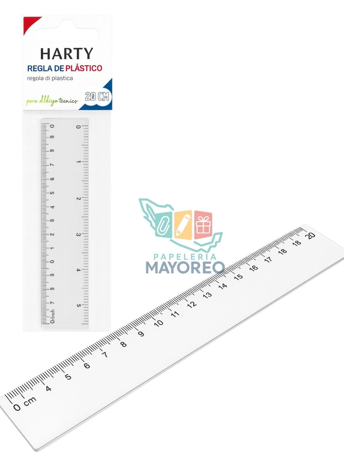 Regla escolar 20 cm HARTY