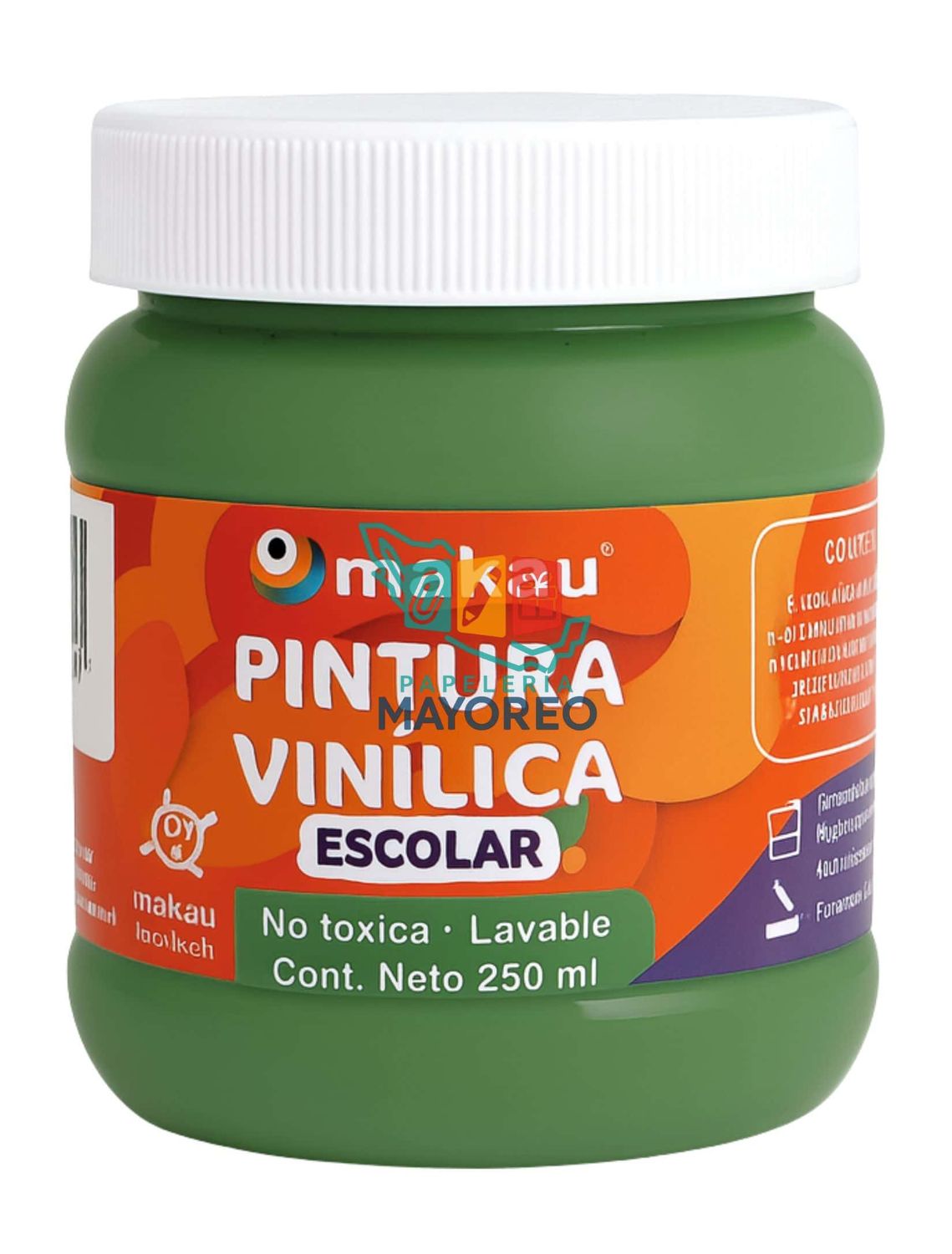 Pintura Vinílica Escolar Makau Verde Loro 250 ml