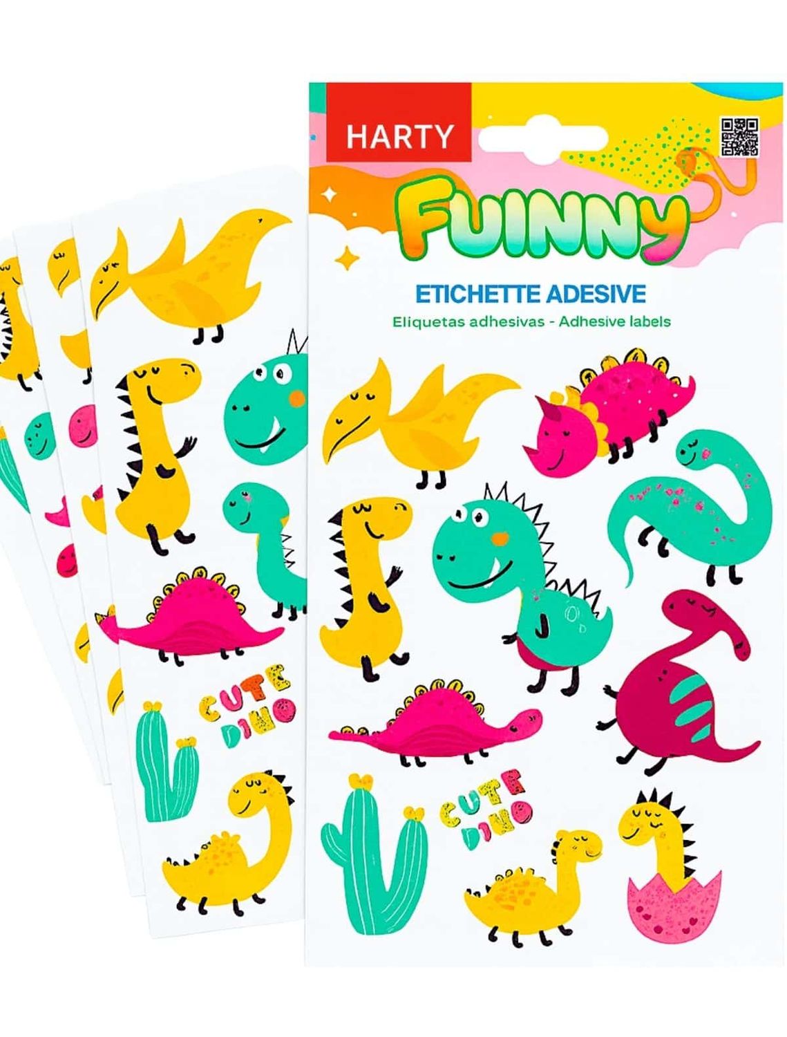 Stickers con 5 planillas dinosaurios 11x15cm