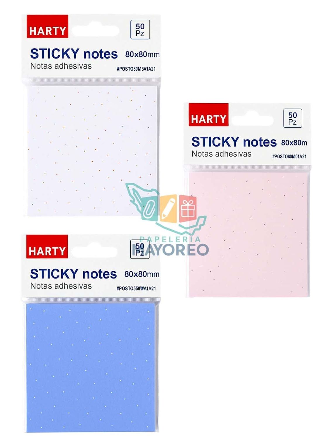 Notas Adhesivas Harty Sticky Notes 80x80 mm (50 hojas por block)