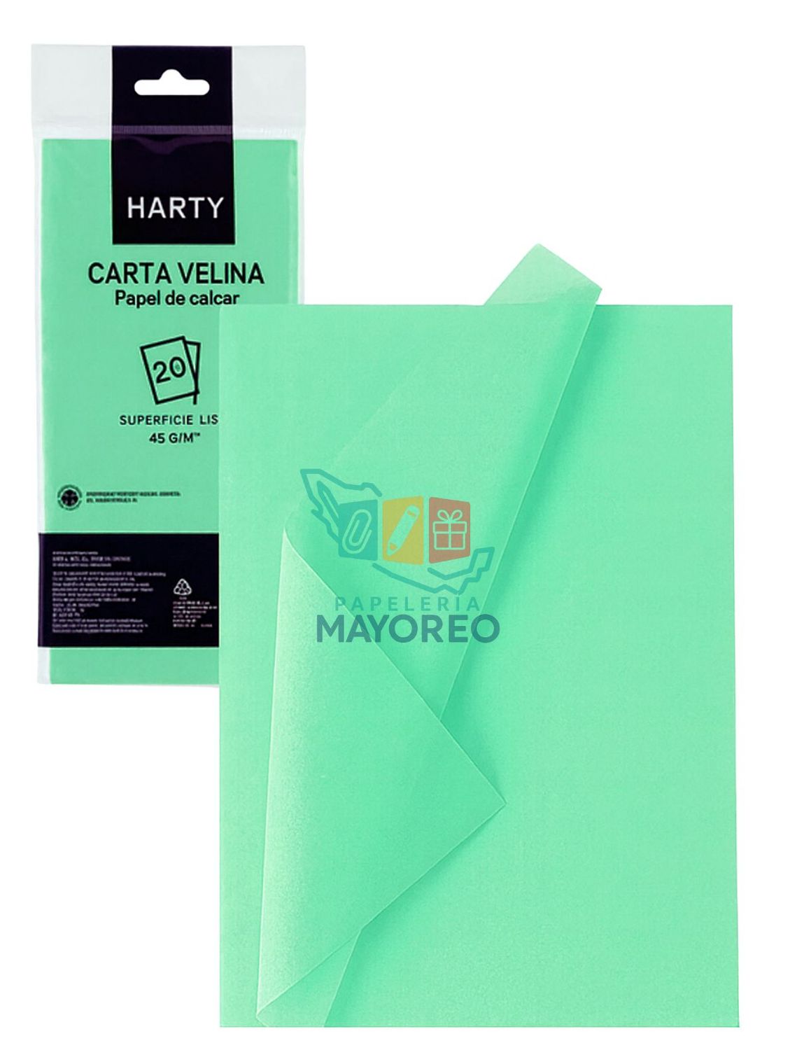 Papel china Verde pastel c/10 HARTY