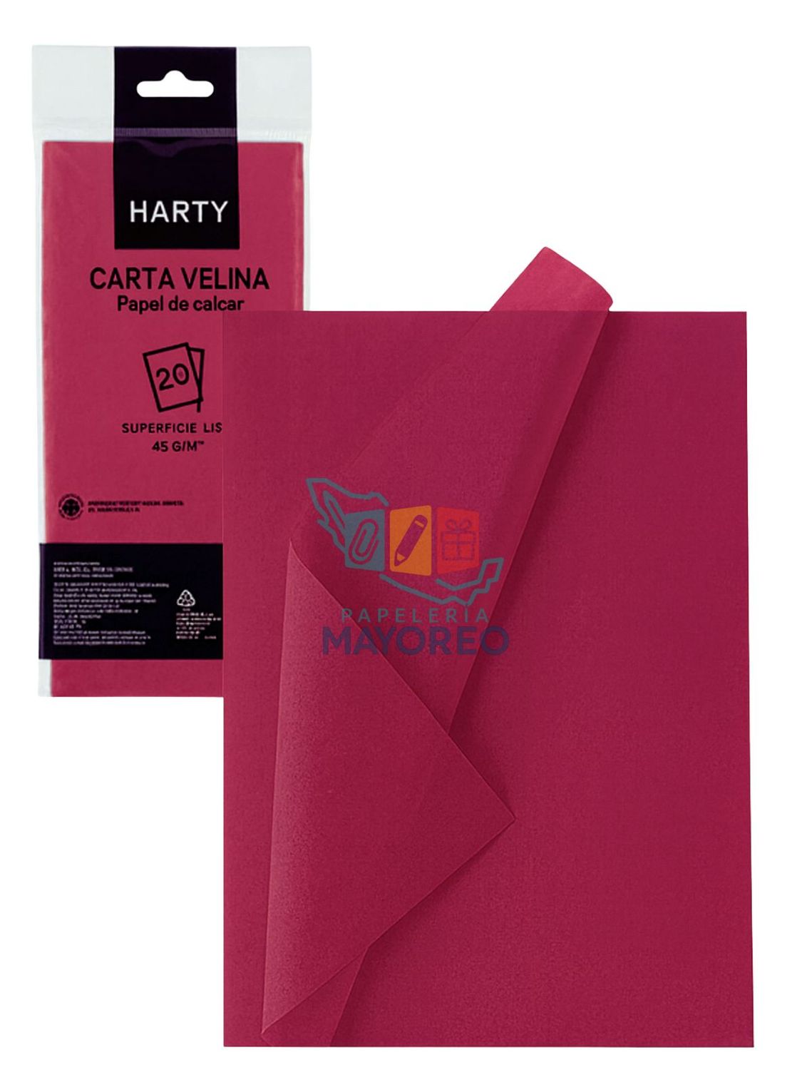 Papel china rojo vino c/10 HARTY