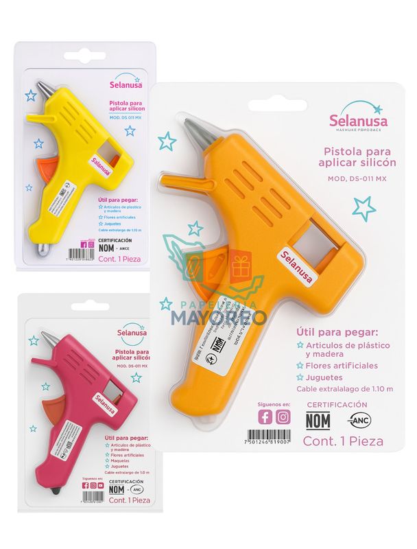 Pistola de silicon Selanusa colores surtidos