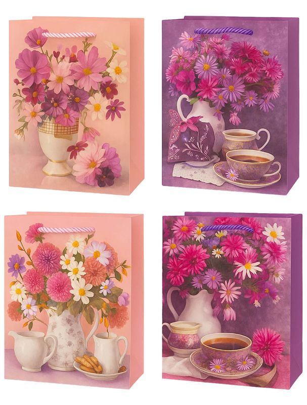 Bolsas de Regalo Florales – 9 piezas (18x23 cm)