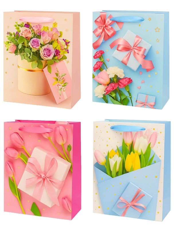 Bolsas de Regalo Florales – 9 piezas (18x23 cm)