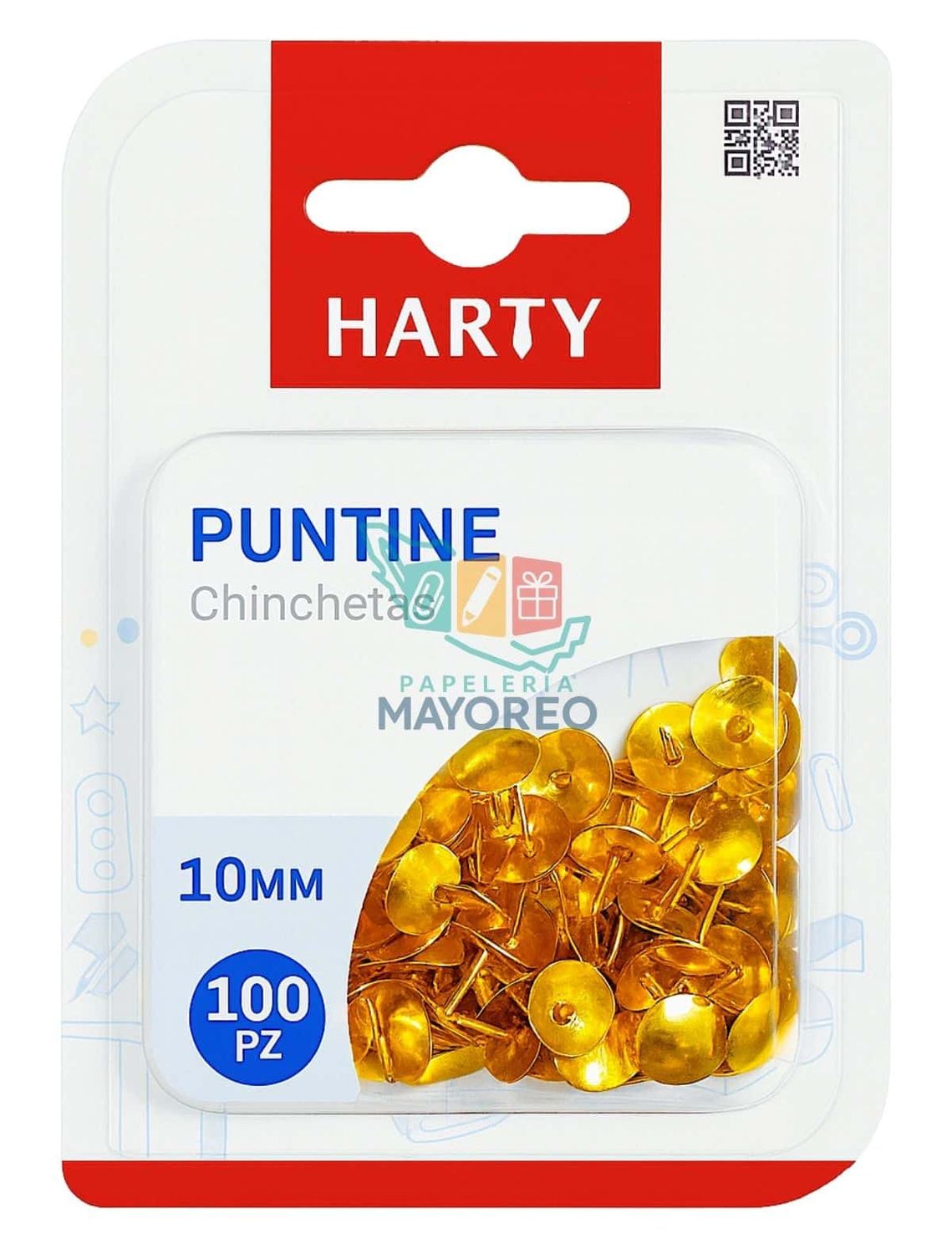 Chinchetas Harty 10 mm Doradas 100 piezas