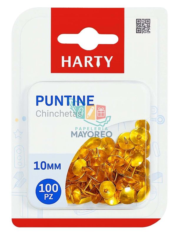 Chinchetas Harty 10 mm Doradas 100 piezas