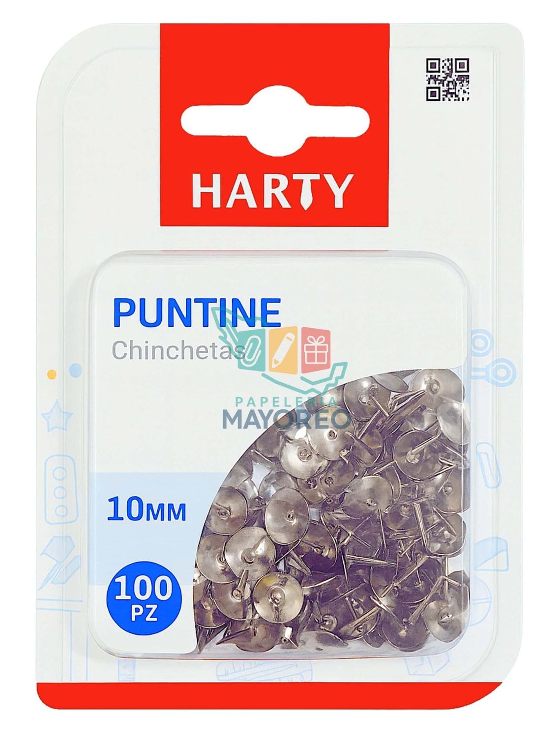 Chinchetas Harty 10 mm Plata 100 piezas