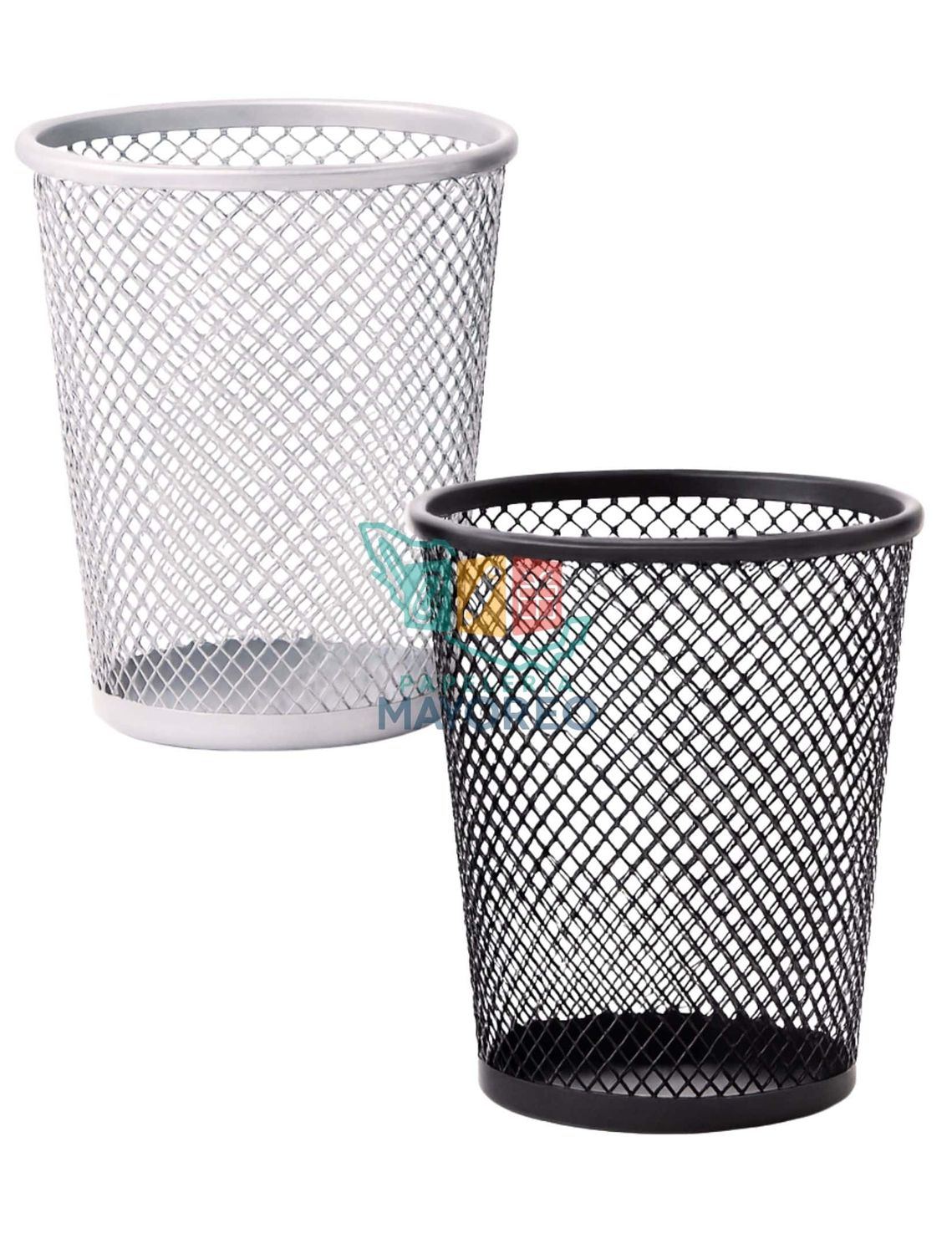 Porta Lápices Metálico de Malla – Negro y Plateado GRANDE